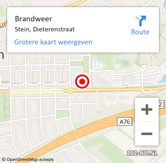 Locatie op kaart van de 112 melding: Brandweer Stein, Dieterenstraat op 20 januari 2015 15:07