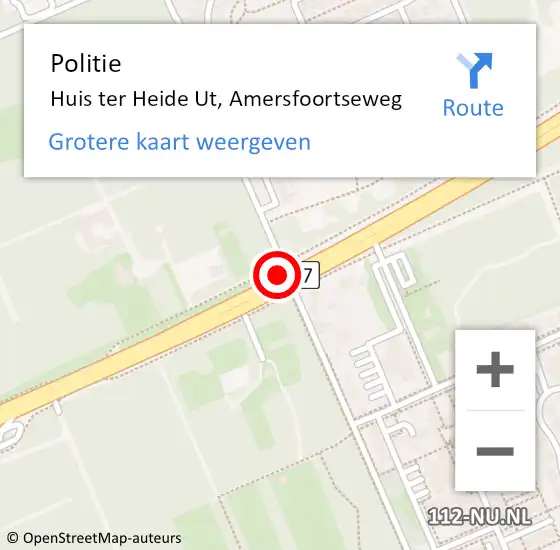 Locatie op kaart van de 112 melding: Politie Huis ter Heide Ut, Amersfoortseweg op 10 september 2013 23:04