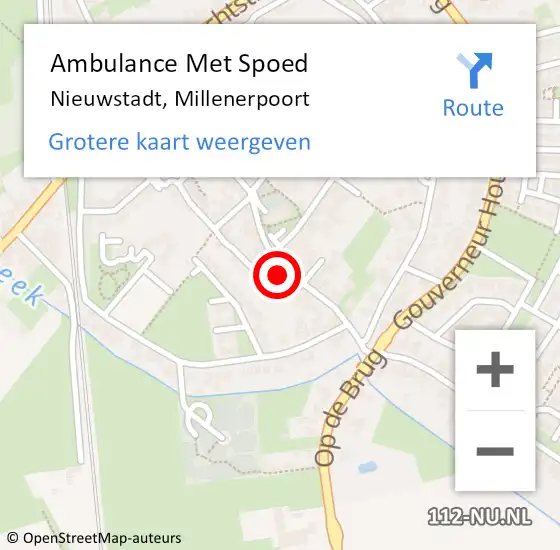 Locatie op kaart van de 112 melding: Ambulance Met Spoed Naar Nieuwstadt, Millenerpoort op 20 januari 2015 15:23