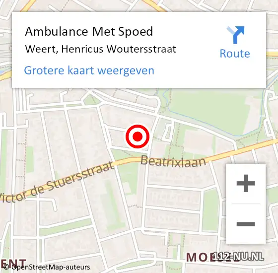 Locatie op kaart van de 112 melding: Ambulance Met Spoed Naar Weert, Henricus Woutersstraat op 20 januari 2015 15:27