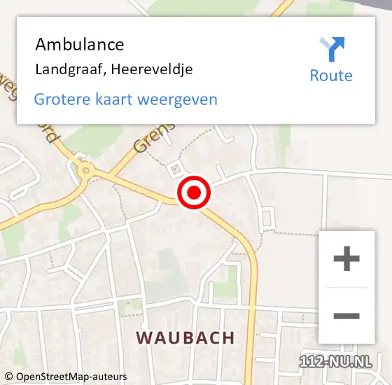 Locatie op kaart van de 112 melding: Ambulance Landgraaf, Heereveldje op 20 januari 2015 15:34