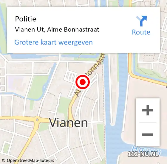 Locatie op kaart van de 112 melding: Politie Vianen Ut, Aime Bonnastraat op 20 januari 2015 15:47