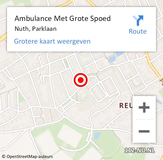 Locatie op kaart van de 112 melding: Ambulance Met Grote Spoed Naar Nuth, Parklaan op 20 januari 2015 16:27
