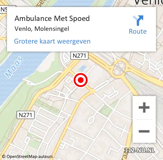 Locatie op kaart van de 112 melding: Ambulance Met Spoed Naar Venlo, Molensingel op 20 januari 2015 16:46