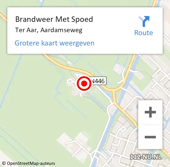 Locatie op kaart van de 112 melding: Brandweer Met Spoed Naar Ter Aar, Aardamseweg op 28 oktober 2013 10:01