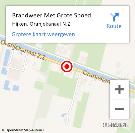 Locatie op kaart van de 112 melding: Brandweer Met Grote Spoed Naar Hijken, Oranjekanaal N.Z. op 20 januari 2015 17:54