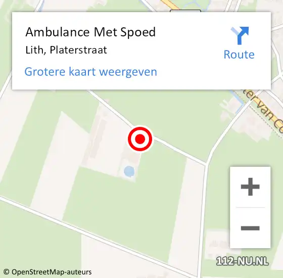 Locatie op kaart van de 112 melding: Ambulance Met Spoed Naar Lith, Platerstraat op 20 januari 2015 18:02