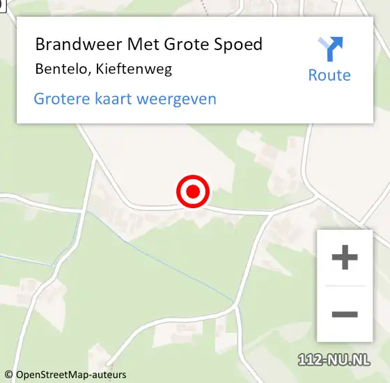 Locatie op kaart van de 112 melding: Brandweer Met Grote Spoed Naar Bentelo, Kieftenweg op 20 januari 2015 18:32