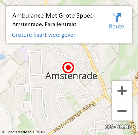 Locatie op kaart van de 112 melding: Ambulance Met Grote Spoed Naar Amstenrade, Parallelstraat op 20 januari 2015 18:34