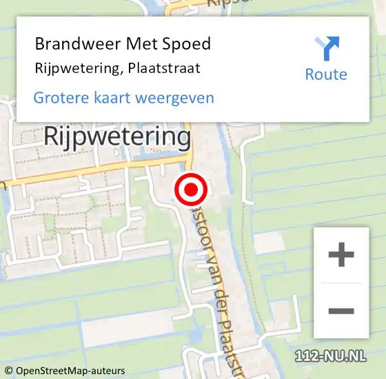 Locatie op kaart van de 112 melding: Brandweer Met Spoed Naar Rijpwetering, Plaatstraat op 28 oktober 2013 10:03