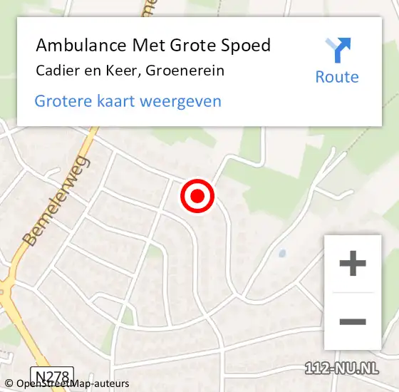 Locatie op kaart van de 112 melding: Ambulance Met Grote Spoed Naar Cadier en Keer, Groenerein op 20 januari 2015 18:37