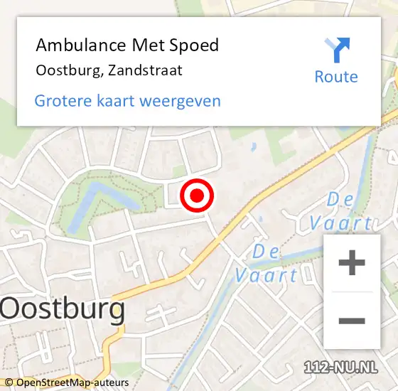 Locatie op kaart van de 112 melding: Ambulance Met Spoed Naar Oostburg, Zandstraat op 20 januari 2015 18:54