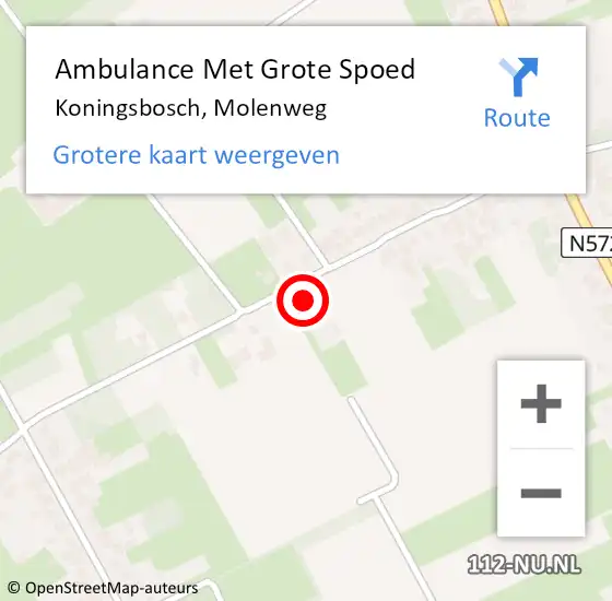 Locatie op kaart van de 112 melding: Ambulance Met Grote Spoed Naar Koningsbosch, Molenweg op 20 januari 2015 19:14