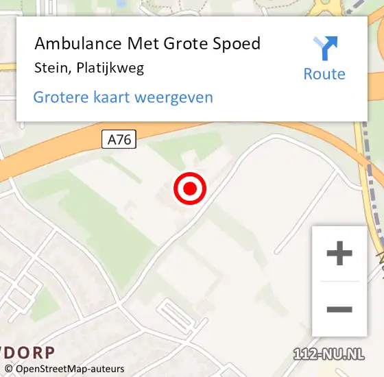 Locatie op kaart van de 112 melding: Ambulance Met Grote Spoed Naar Stein, Platijkweg op 20 januari 2015 19:31