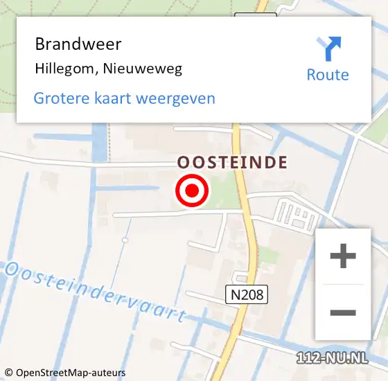 Locatie op kaart van de 112 melding: Brandweer Hillegom, Nieuweweg op 20 januari 2015 20:05