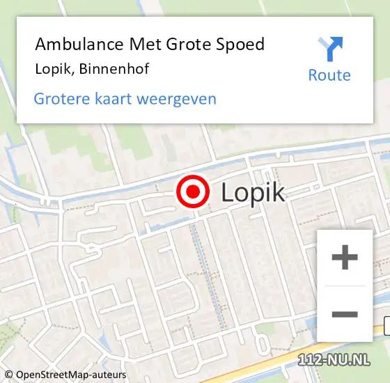 Locatie op kaart van de 112 melding: Ambulance Met Grote Spoed Naar Lopik, Binnenhof op 20 januari 2015 20:12