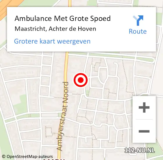 Locatie op kaart van de 112 melding: Ambulance Met Grote Spoed Naar Maastricht, Achter de Hoven op 20 januari 2015 20:26
