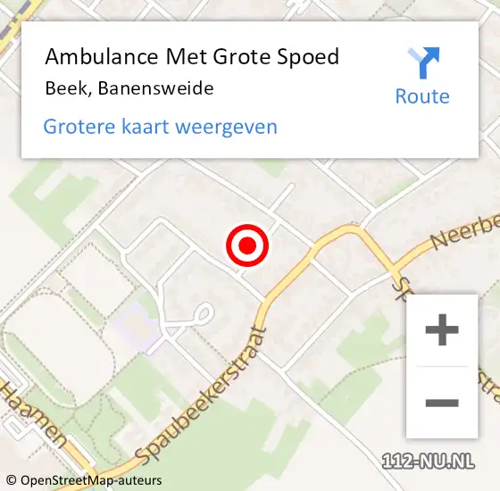 Locatie op kaart van de 112 melding: Ambulance Met Grote Spoed Naar Beek, Banensweide op 20 januari 2015 20:31