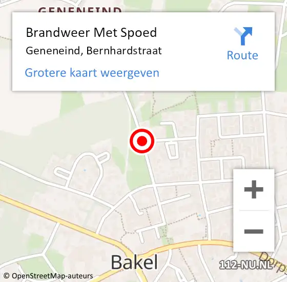 Locatie op kaart van de 112 melding: Brandweer Met Spoed Naar Geneneind, Bernhardstraat op 28 oktober 2013 10:07