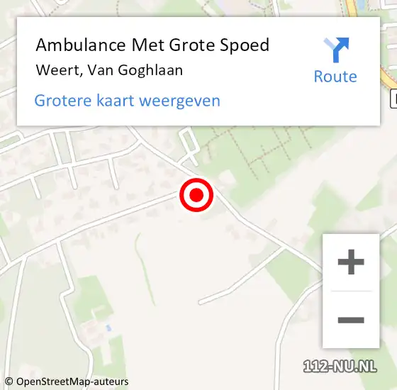 Locatie op kaart van de 112 melding: Ambulance Met Grote Spoed Naar Weert, Van Goghlaan op 20 januari 2015 21:06