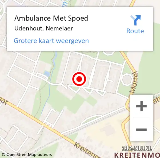 Locatie op kaart van de 112 melding: Ambulance Met Spoed Naar Udenhout, Nemelaer op 20 januari 2015 21:26