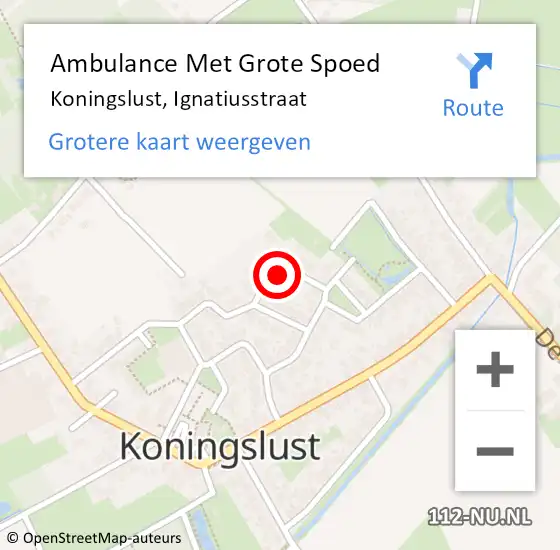 Locatie op kaart van de 112 melding: Ambulance Met Grote Spoed Naar Koningslust, Ignatiusstraat op 20 januari 2015 21:40