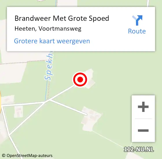 Locatie op kaart van de 112 melding: Brandweer Met Grote Spoed Naar Heeten, Voortmansweg op 20 januari 2015 22:03