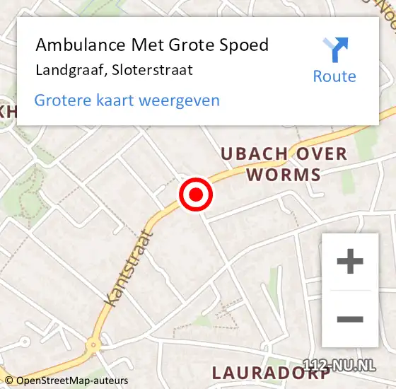 Locatie op kaart van de 112 melding: Ambulance Met Grote Spoed Naar Landgraaf, Sloterstraat op 20 januari 2015 22:35