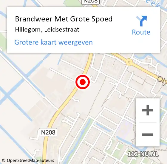 Locatie op kaart van de 112 melding: Brandweer Met Grote Spoed Naar Hillegom, Leidsestraat op 20 januari 2015 22:39