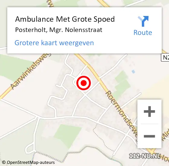 Locatie op kaart van de 112 melding: Ambulance Met Grote Spoed Naar Posterholt, Mgr. Nolensstraat op 20 januari 2015 23:09