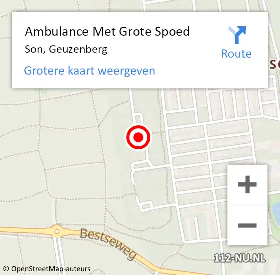 Locatie op kaart van de 112 melding: Ambulance Met Grote Spoed Naar Son, Geuzenberg op 20 januari 2015 23:46