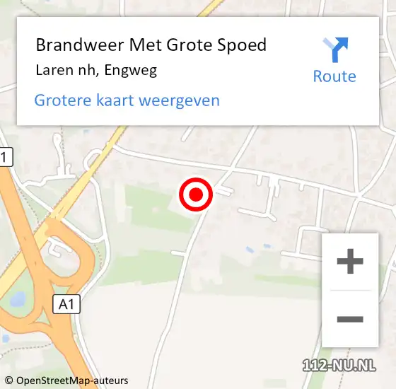 Locatie op kaart van de 112 melding: Brandweer Met Grote Spoed Naar Laren nh, Engweg op 21 januari 2015 00:24