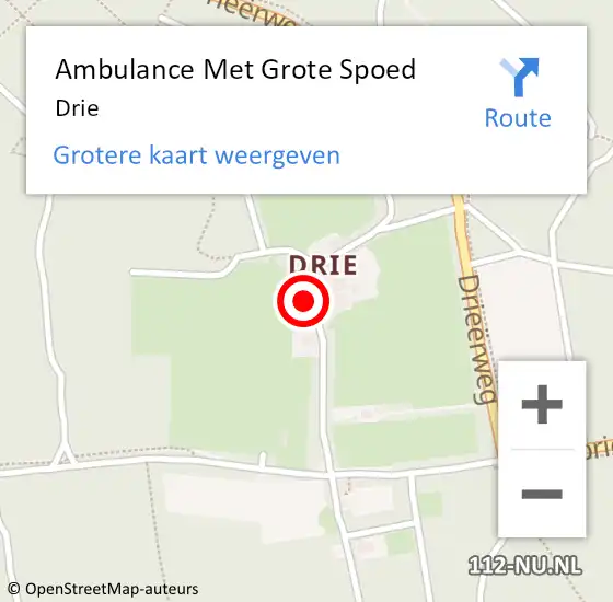 Locatie op kaart van de 112 melding: Ambulance Met Grote Spoed Naar Drie op 21 januari 2015 00:33