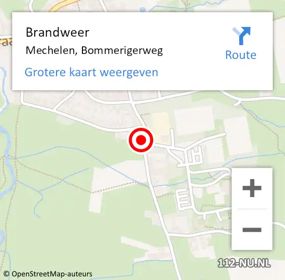 Locatie op kaart van de 112 melding: Brandweer Mechelen, Bommerigerweg op 28 oktober 2013 10:14