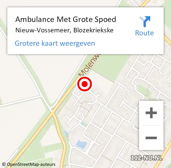 Locatie op kaart van de 112 melding: Ambulance Met Grote Spoed Naar Nieuw-Vossemeer, Blozekriekske op 21 januari 2015 02:11