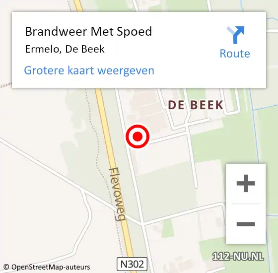 Locatie op kaart van de 112 melding: Brandweer Met Spoed Naar Ermelo, De Beek op 28 oktober 2013 10:16