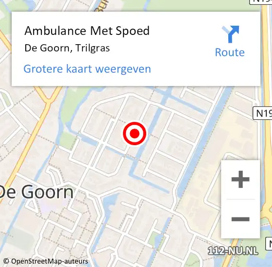 Locatie op kaart van de 112 melding: Ambulance Met Spoed Naar De Goorn, Trilgras op 21 januari 2015 07:18