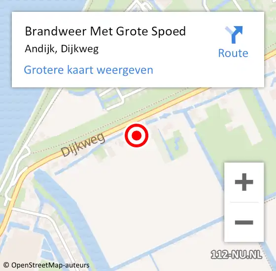 Locatie op kaart van de 112 melding: Brandweer Met Grote Spoed Naar Andijk, Dijkweg op 28 oktober 2013 10:16