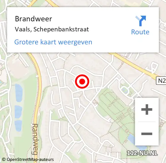 Locatie op kaart van de 112 melding: Brandweer Vaals, Schepenbankstraat op 28 oktober 2013 10:17