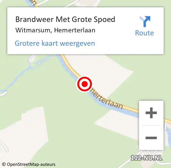 Locatie op kaart van de 112 melding: Brandweer Met Grote Spoed Naar Witmarsum, Hemerterlaan op 21 januari 2015 08:04