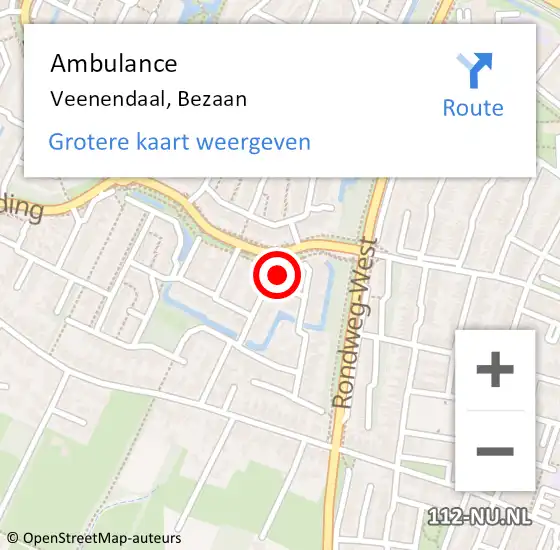 Locatie op kaart van de 112 melding: Ambulance Veenendaal, Bezaan op 21 januari 2015 08:08