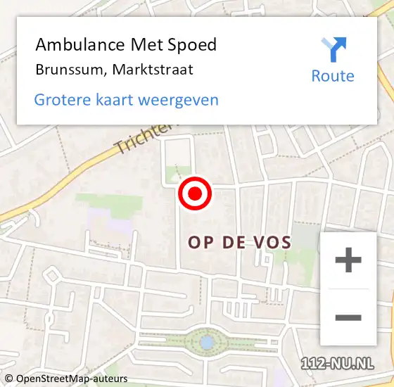 Locatie op kaart van de 112 melding: Ambulance Met Spoed Naar Brunssum, Marktstraat op 21 januari 2015 08:36