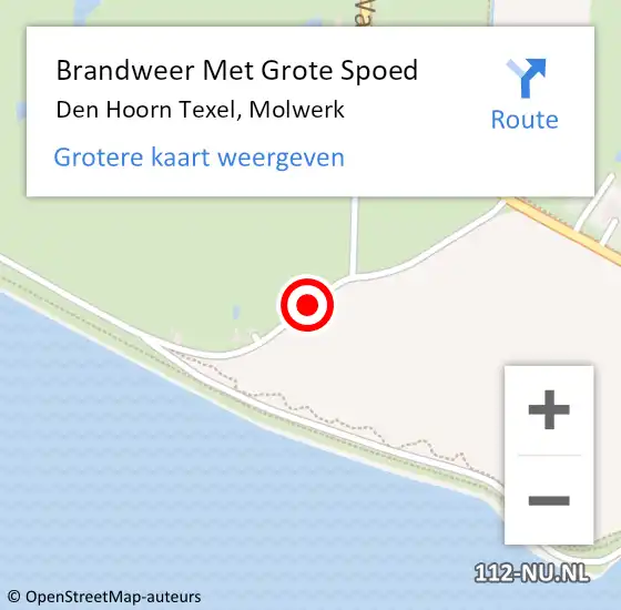 Locatie op kaart van de 112 melding: Brandweer Met Grote Spoed Naar Den Hoorn Texel, Molwerk op 28 oktober 2013 10:19