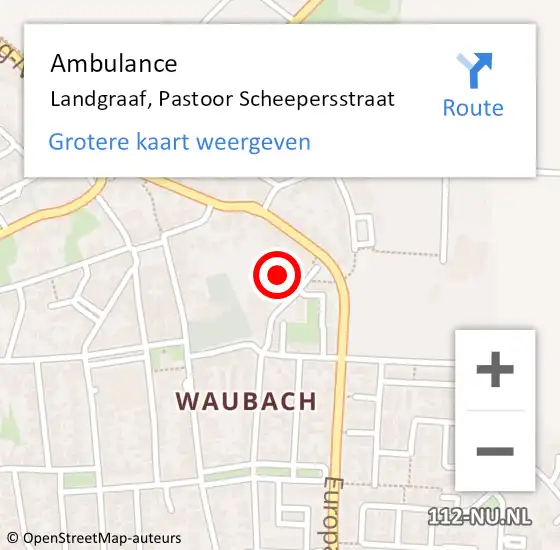 Locatie op kaart van de 112 melding: Ambulance Landgraaf, Pastoor Scheepersstraat op 21 januari 2015 09:26