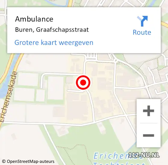 Locatie op kaart van de 112 melding: Ambulance Buren, Graafschapsstraat op 21 januari 2015 09:30