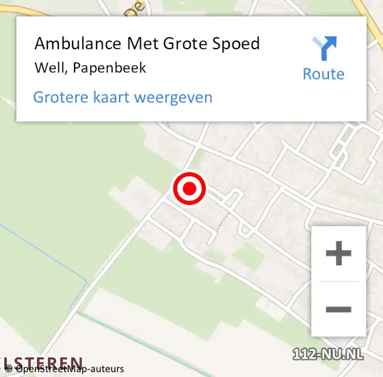 Locatie op kaart van de 112 melding: Ambulance Met Grote Spoed Naar Well, Papenbeek op 21 januari 2015 09:46