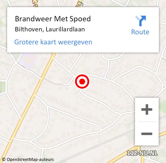 Locatie op kaart van de 112 melding: Brandweer Met Spoed Naar Bilthoven, Laurillardlaan op 28 oktober 2013 10:21