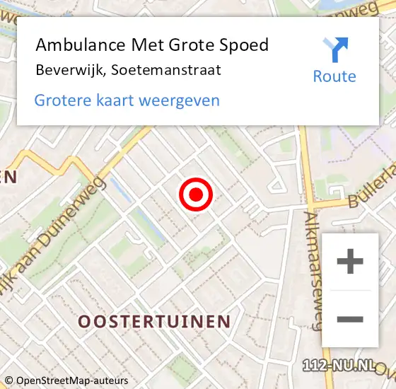 Locatie op kaart van de 112 melding: Ambulance Met Grote Spoed Naar Beverwijk, Soetemanstraat op 21 januari 2015 10:09