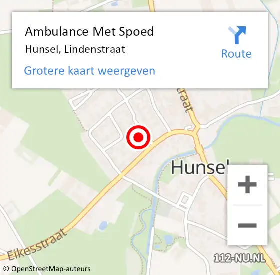 Locatie op kaart van de 112 melding: Ambulance Met Spoed Naar Hunsel, Lindenstraat op 21 januari 2015 10:10