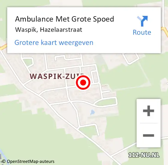 Locatie op kaart van de 112 melding: Ambulance Met Grote Spoed Naar Waspik, Hazelaarstraat op 21 januari 2015 10:38